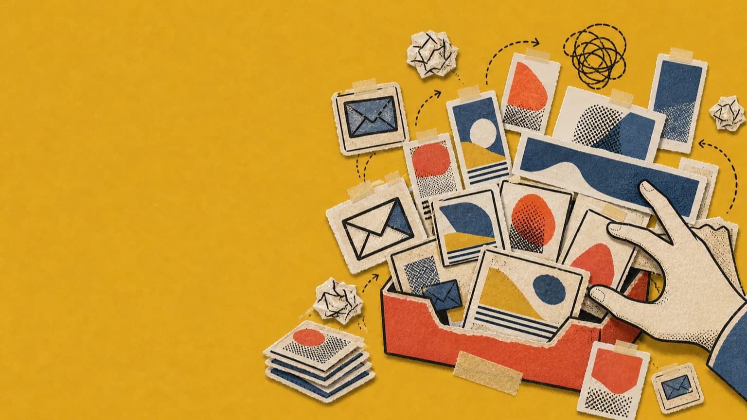 A collage of mismatched business brand assets