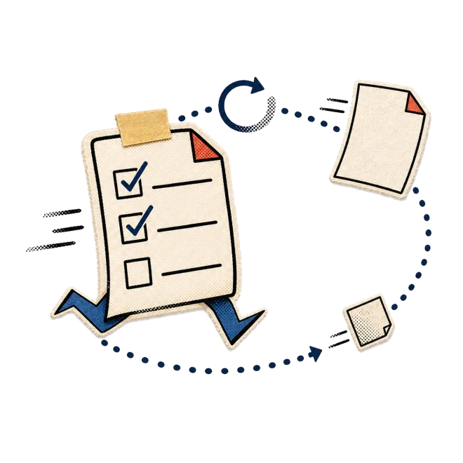 A checklist chasing the documents still outstanding
